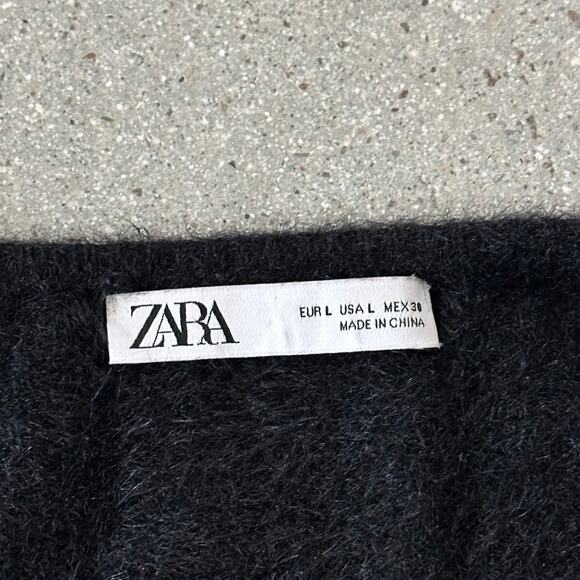 Zara Women Fuzzy Sweater in Black - Picture 6 of 6